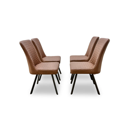'Earth' Tan Faux Leather Dining Chairs - Set of 4