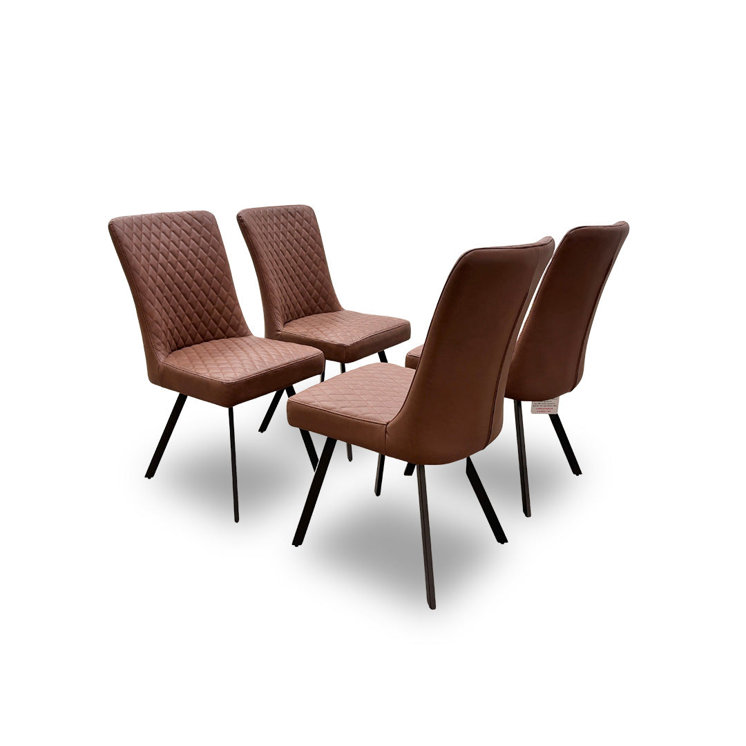 'Earth' Tan Faux Leather Dining Chairs - Set of 4
