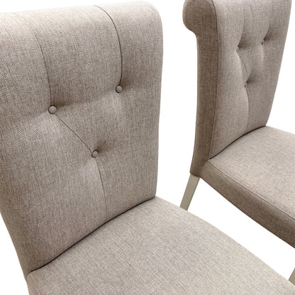 'Annecy' Soft Grey Paint Upholstered Fabric Roll Back Dining Chairs - Set of 4