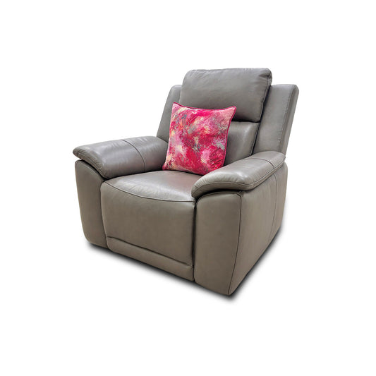 'Utah' Grey Le-9308 Leather Power Recliner Armchair
