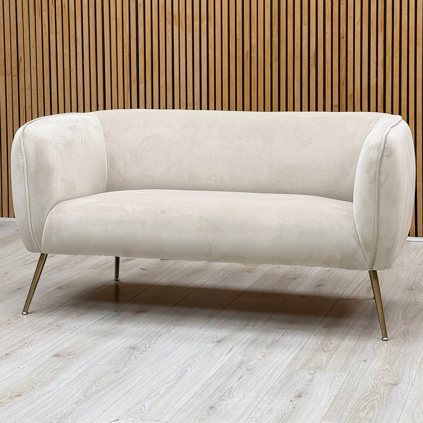 ‘Juliana’ Beige Velvet Fabric 2 Seater Sofa