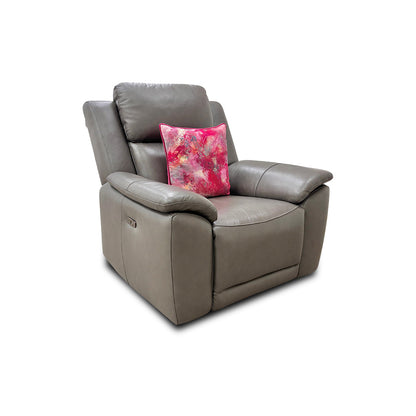 'Utah' Grey Le-9308 Leather Power Recliner Armchair