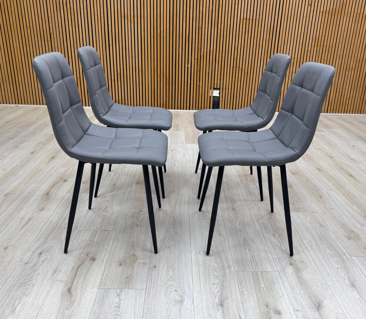 'Maya' Grey Faux Leather Fixed Dining Chair - Set of 4