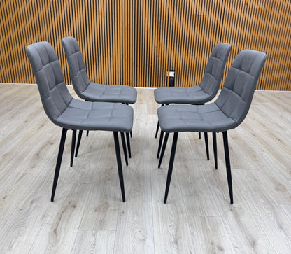 'Maya' Grey Faux Leather Fixed Dining Chair - Set of 4