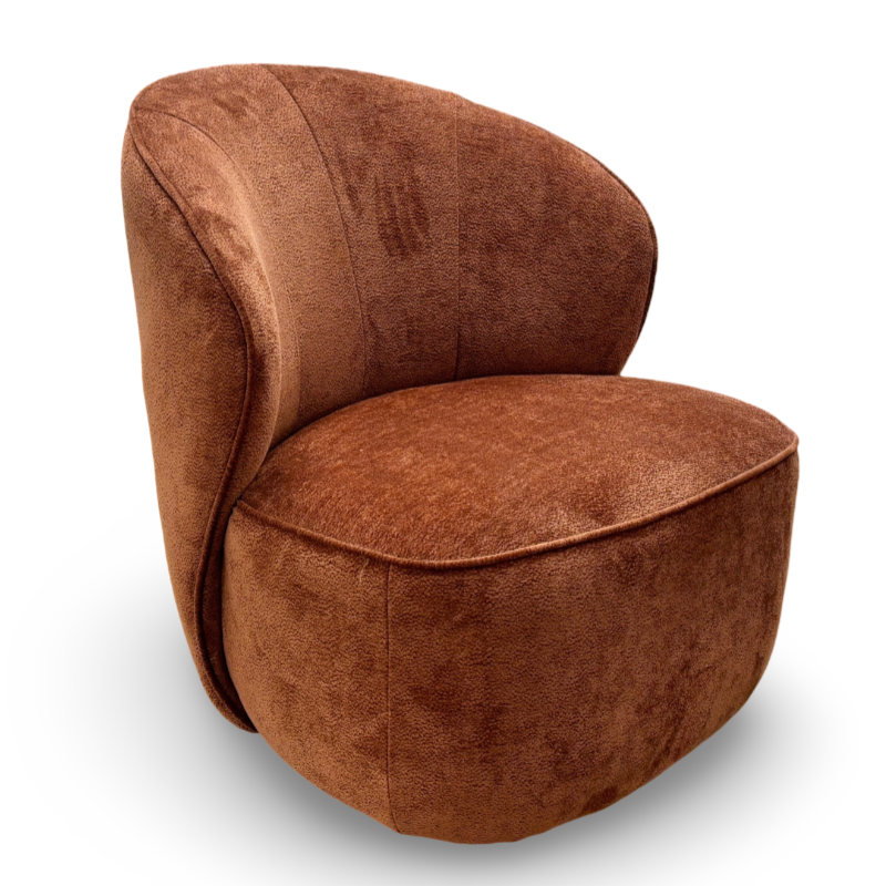 ‘Edie’ Rust Fabric Swivel Accent Chair