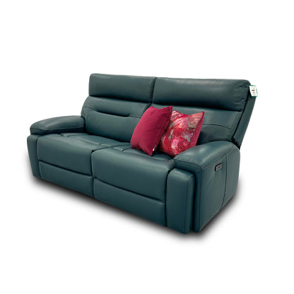 ‘Cinemax’ Midnight Jade Le-9314 3 Seater Leather Power Recliner Sofa