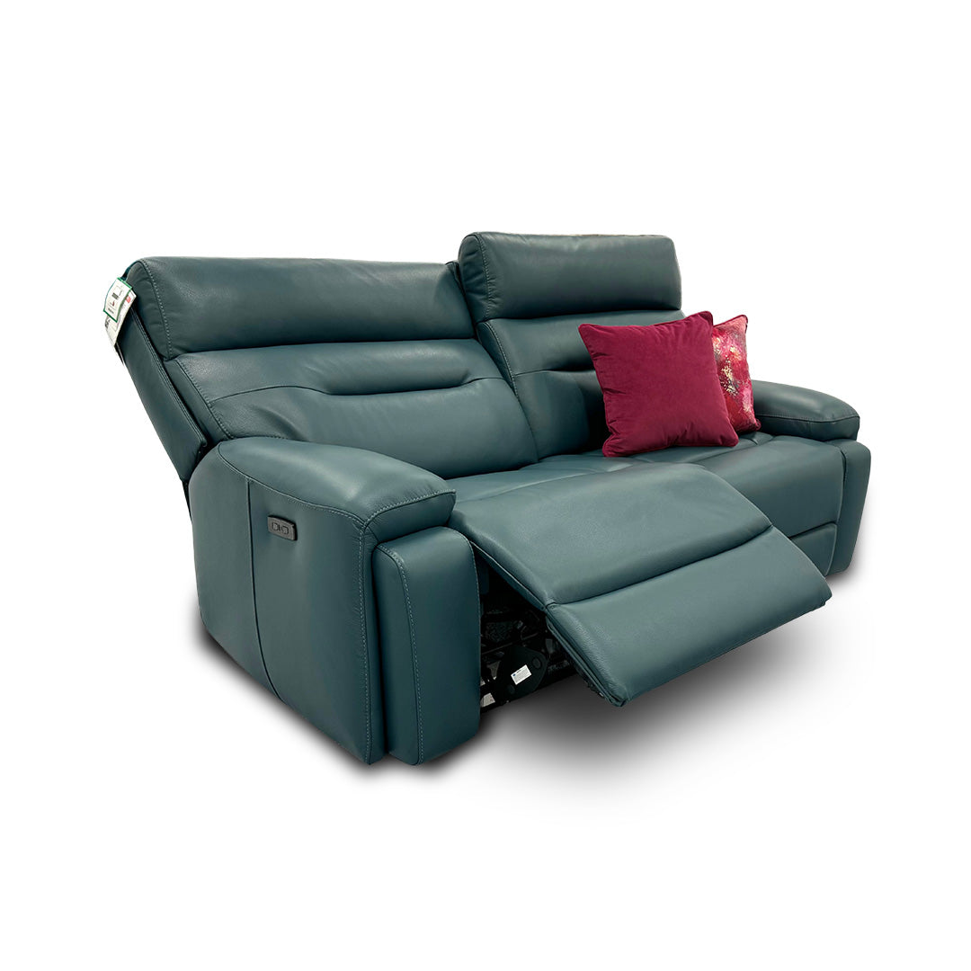 ‘Cinemax’ Midnight Jade Le-9314 3 Seater Leather Power Recliner Sofa
