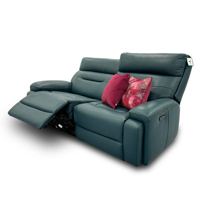 ‘Cinemax’ Midnight Jade Le-9314 3 Seater Leather Power Recliner Sofa