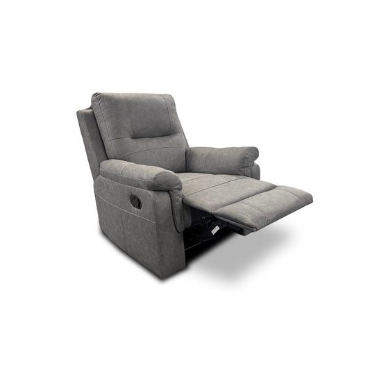 Gray recliner chair on a white background