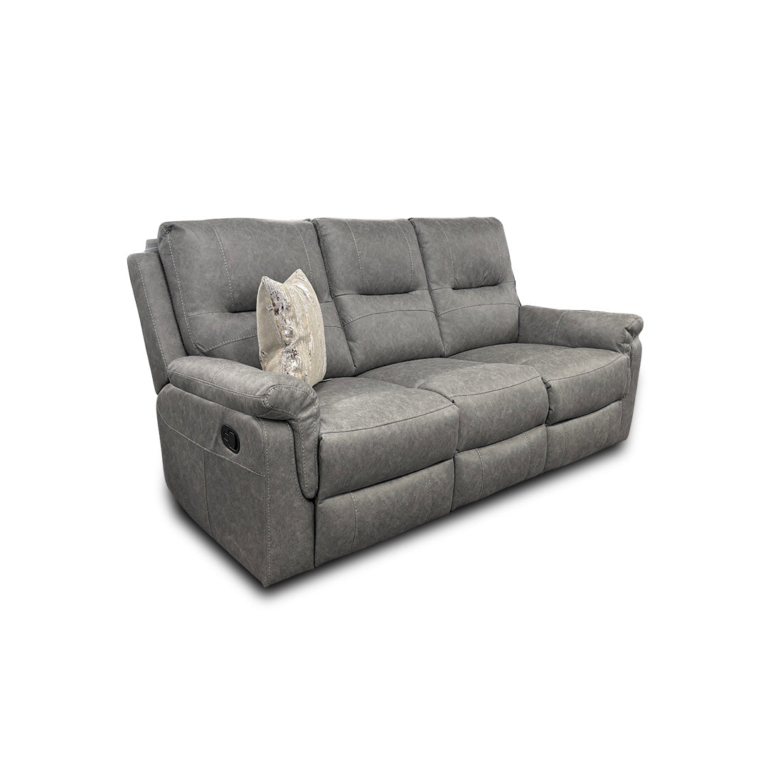 'Ranger' Grey Endurance Fabric Manual Recliner 3 Seater Sofa