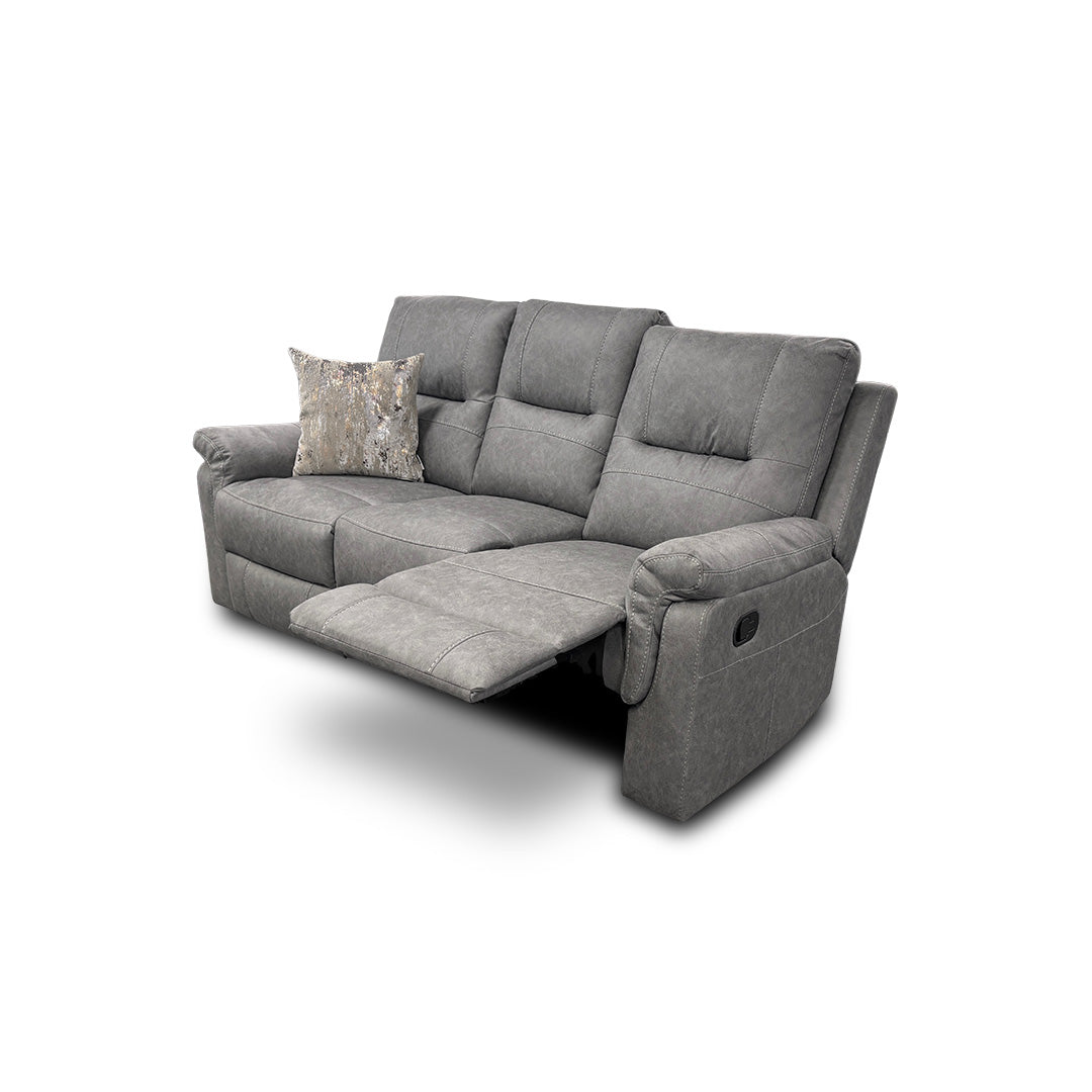 'Ranger' Grey Endurance Fabric Manual Recliner 3 Seater Sofa