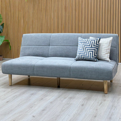 ‘Miyagi’ Mist Grey Linen Fabric Futon Sofa Bed