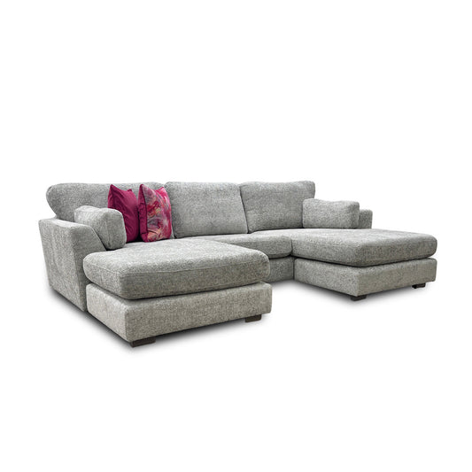 'Essie' Silver Essie Body Woven Fabric Double Ended Chaise Sofa
