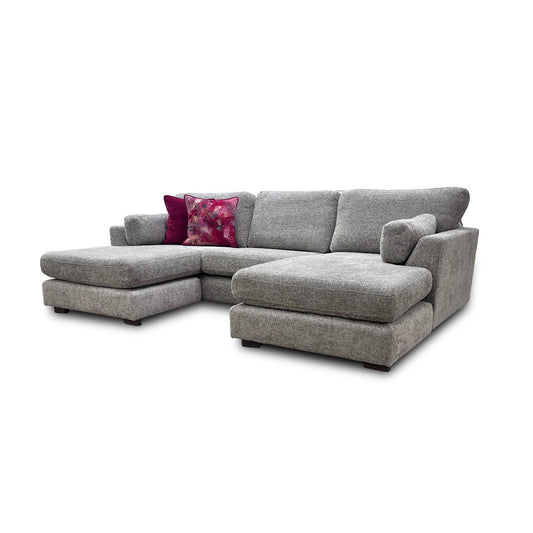 'Essie' Silver Essie Body Woven Fabric Double Ended Chaise Sofa