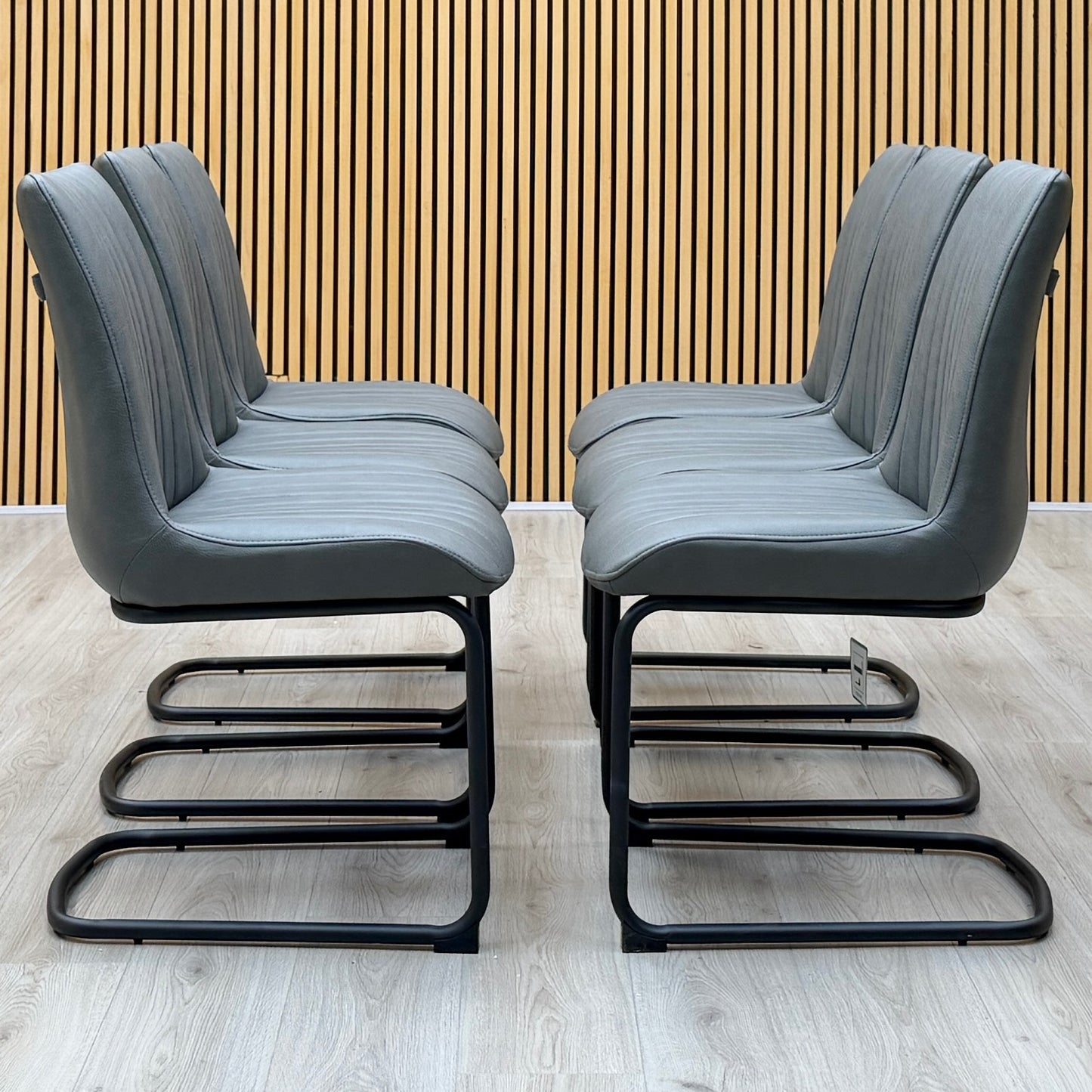 Bodahl ‘Terra' Grey Faux Leather Set of 6 Cantilever Dining Chairs