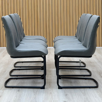 Bodahl ‘Terra' Grey Faux Leather Set of 6 Cantilever Dining Chairs