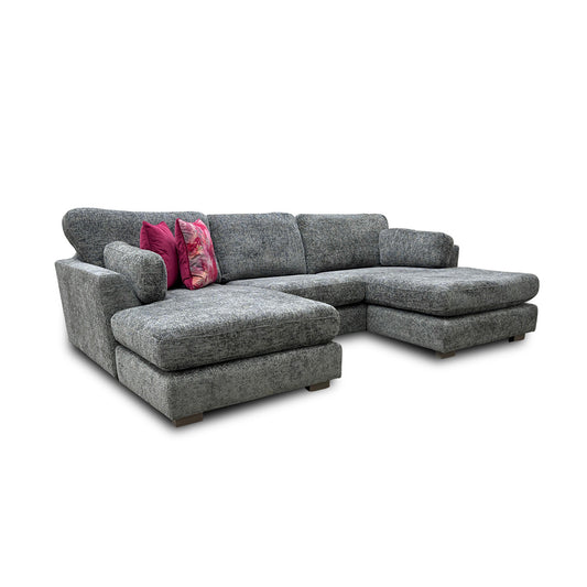 'Essie' Charcoal Essie Body Woven Fabric Double Ended Chaise Sofa