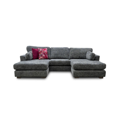 'Essie' Charcoal Essie Body Woven Fabric Double Ended Chaise Sofa
