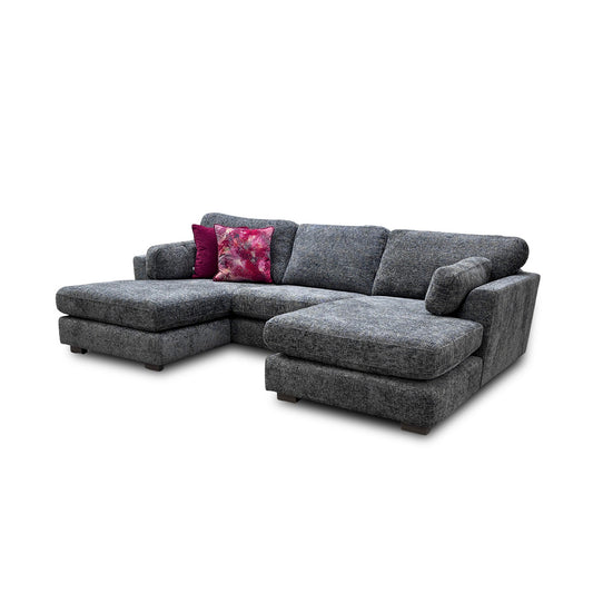 'Essie' Charcoal Essie Body Woven Fabric Double Ended Chaise Sofa