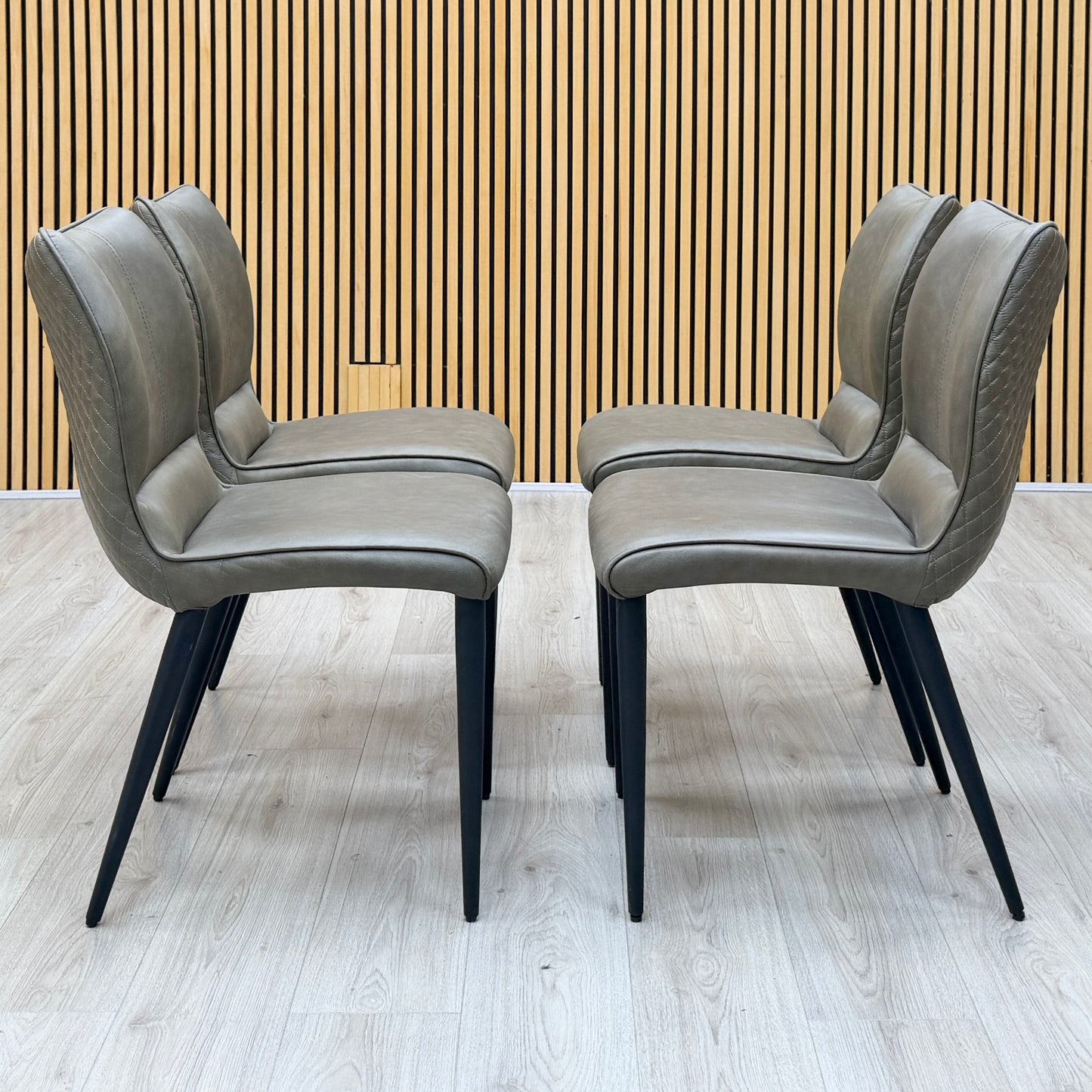 ‘Murcia’ Antiqued Olive Green Faux Leather Set of 4 Dining Chairs