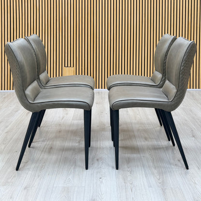 ‘Murcia’ Antiqued Olive Green Faux Leather Set of 4 Dining Chairs