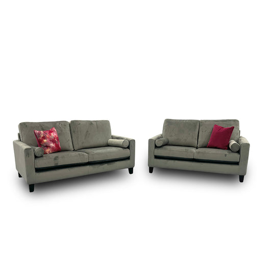 ‘Bailey’ Dolphin Grey Velvet 3 + 2 Seater Sofa Set