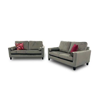 ‘Bailey’ Dolphin Grey Velvet 3 + 2 Seater Sofa Set