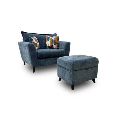 'Sofia' Marlon Atlantic Wf Fabric Power Recliner Snuggler Chair + Storage Footstool