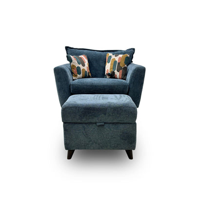 'Sofia' Marlon Atlantic Wf Fabric Power Recliner Snuggler Chair + Storage Footstool
