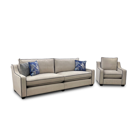 'Celine' Plush Platinum Eb Cp Velvet 4 Seater Split Sofa + Armchair Set