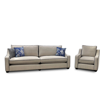 'Celine' Plush Platinum Eb Cp Velvet 4 Seater Split Sofa + Armchair Set