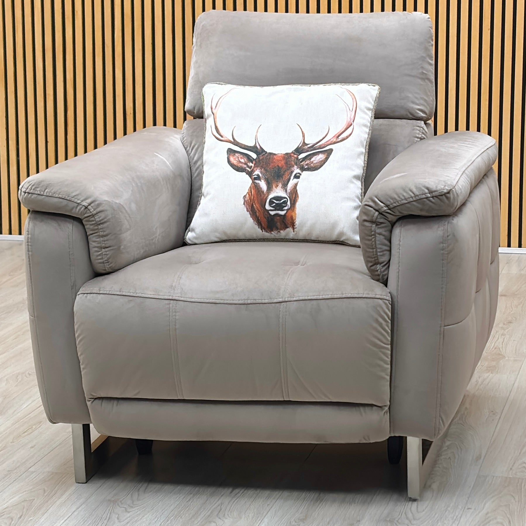 ‘Moet’ 51014 Opulence Cedar Fabric Power Recliner Chair with Telescopic Headrests Furniture Village