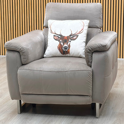 ‘Moet’ 51014 Opulence Cedar Fabric Power Recliner Chair with Telescopic Headrests Furniture Village