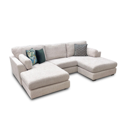 'Essie' Cream Essie Body Woven Fabric Double Ended Chaise Sofa