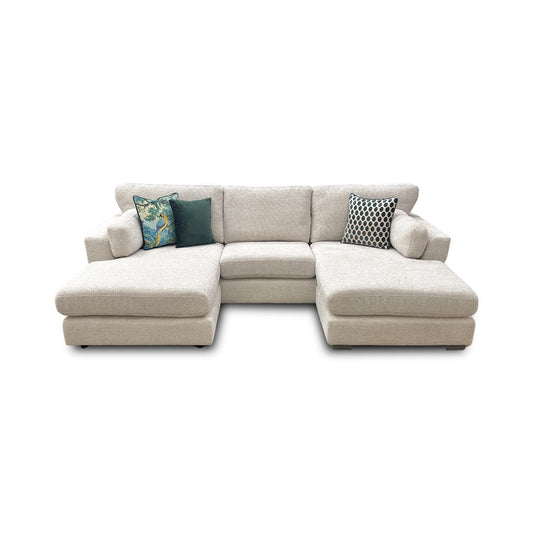 'Essie' Cream Essie Body Woven Fabric Double Ended Chaise Sofa