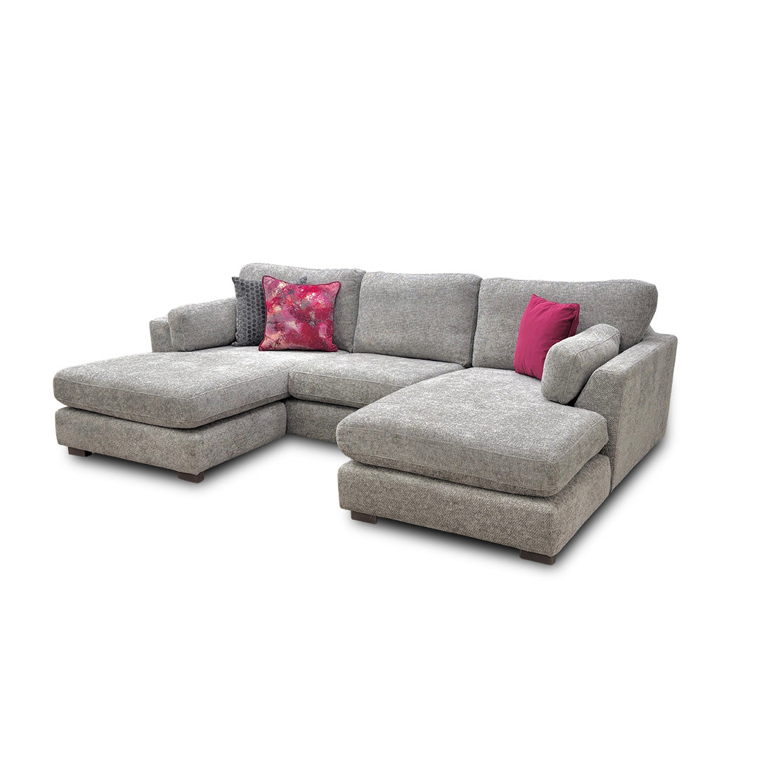 'Essie' Stone Essie Body Woven Fabric Double Ended Chaise Sofa