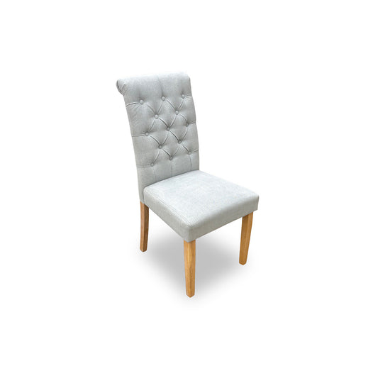'Hamilton' Sky Blue Fabric Roll Back Button Back Dining Chair