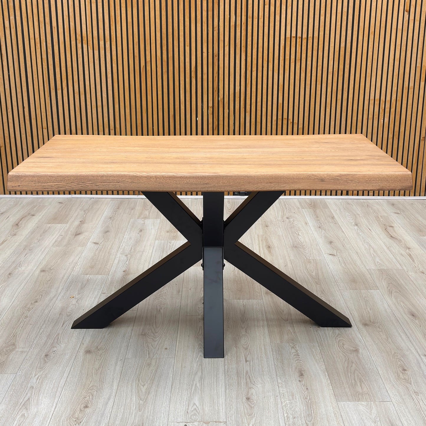 Bodahl 'Terra' 6 Bassano Solid Oak Raw Edge 140cm Dining Table with Metal Star Base Furniture Village