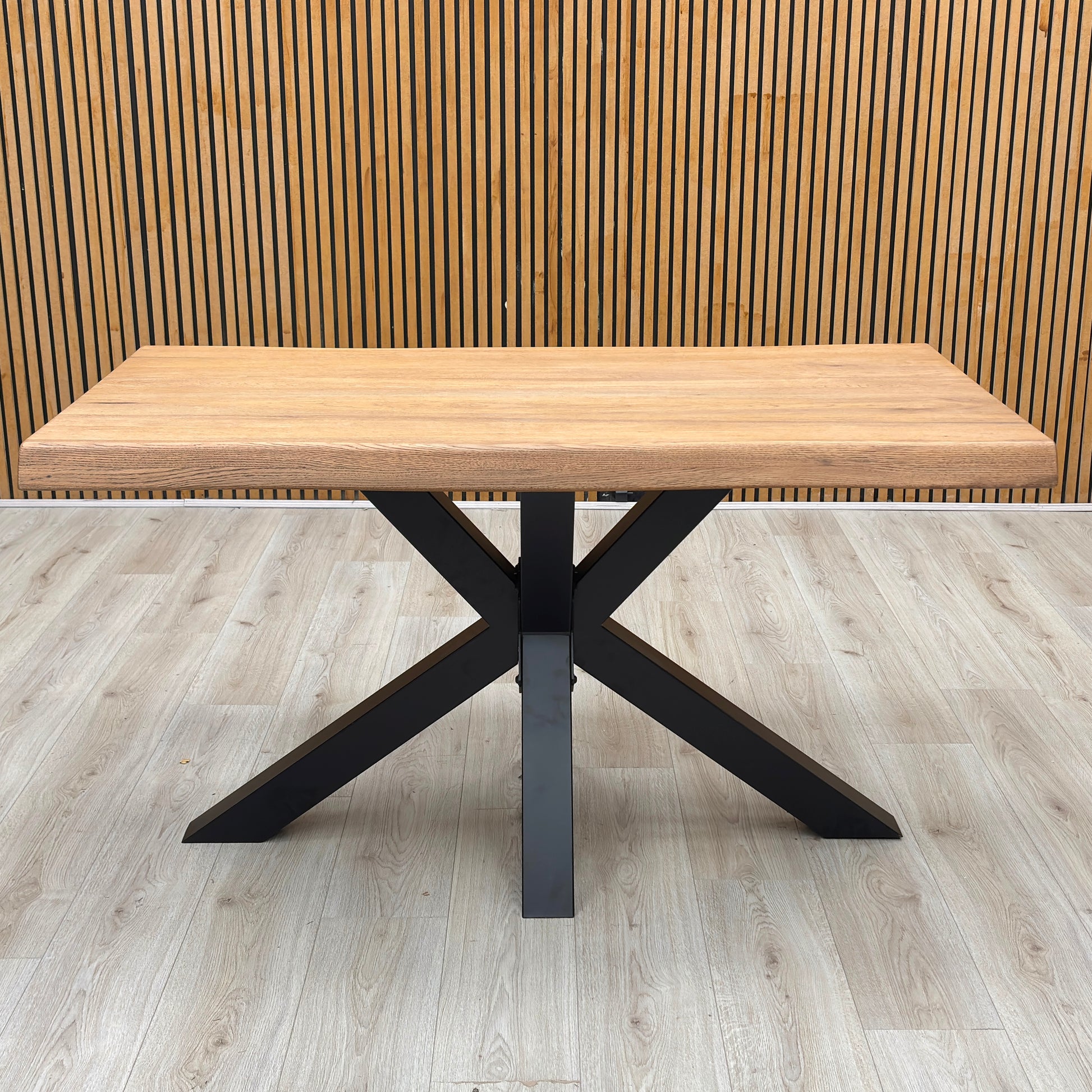 Bodahl 'Terra' 6 Bassano Solid Oak Raw Edge 140cm Dining Table with Metal Star Base Furniture Village