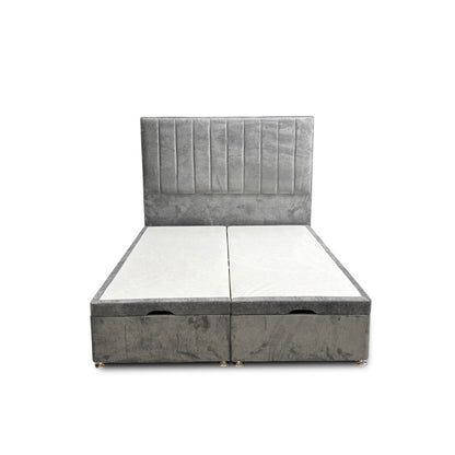 'Pluto' Milan Thunder Floor Standing Headboard + Double Ottoman End Lift Base - King
