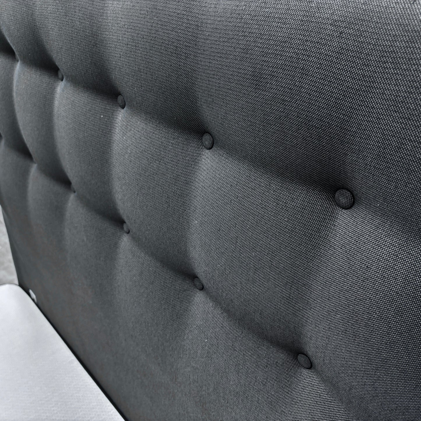 'Silentnight' Charcoal Ebony Goya Fabric Divan Bed with Ottoman Storage + Floorstanding Headboard