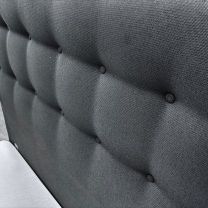'Silentnight' Charcoal Ebony Goya Fabric Divan Bed with Ottoman Storage + Floorstanding Headboard