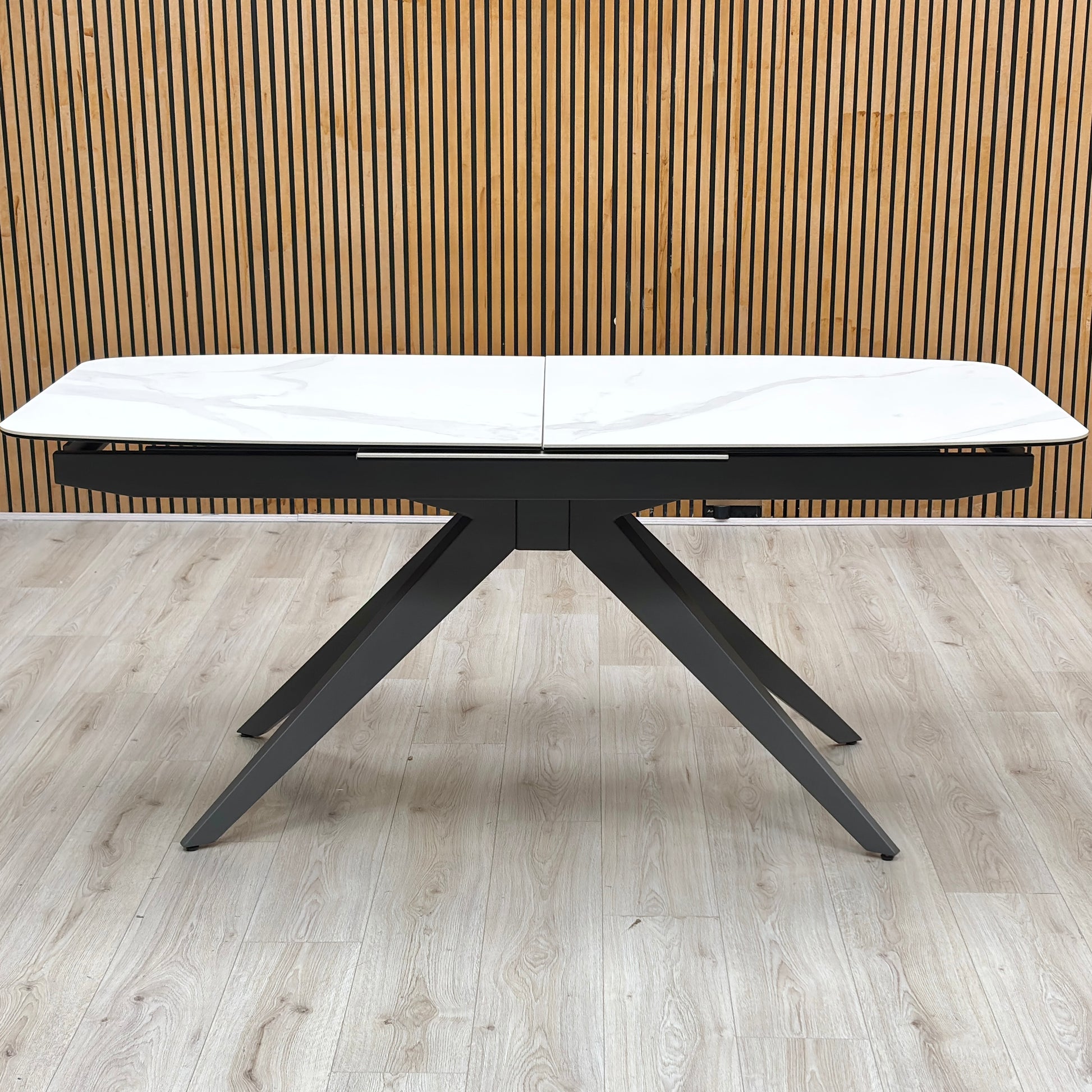 'Carrera' 180cm Pop Up Extending White Ceramic Dining Table Furniture Village