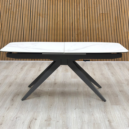 'Carrera' 180cm Pop Up Extending White Ceramic Dining Table Furniture Village