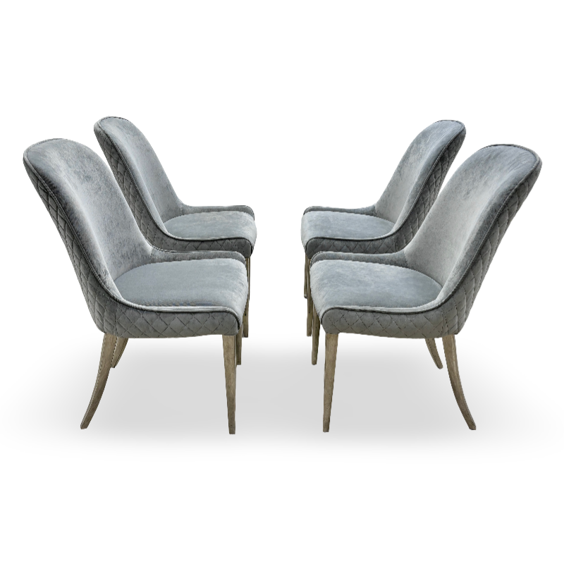 ‘Gabana’ Stone Velvet Set of 4 Velvet Dining Chairs