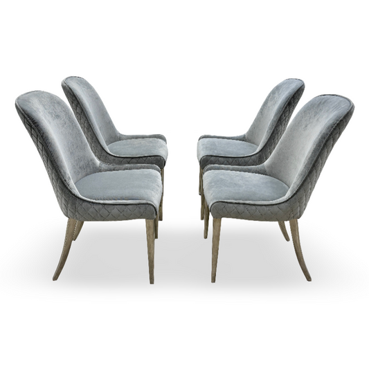 ‘Gabana’ Stone Velvet Set of 4 Velvet Dining Chairs