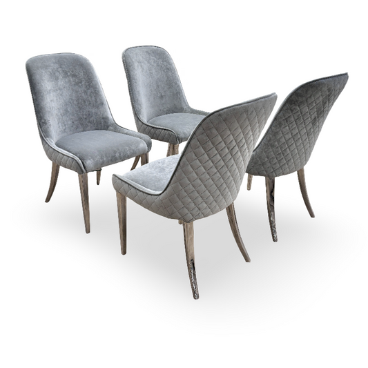 ‘Gabana’ Stone Velvet Set of 4 Velvet Dining Chairs