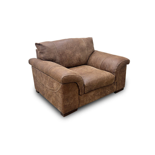 'Guy' Classic Brown Leather Cuddler Chair