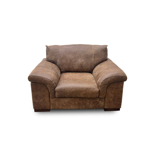 'Guy' Classic Brown Leather Cuddler Chair