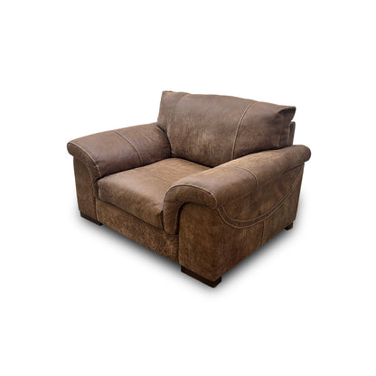 'Guy' Classic Brown Leather Cuddler Chair